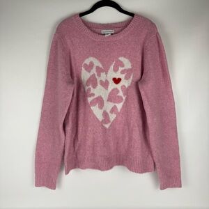 🤍HP🤍Cupcakes & Cashmere Heart Print Knit Crewneck Sweater in Pink/White